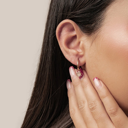 Smiley Charm Hoop Earrings Waterproof