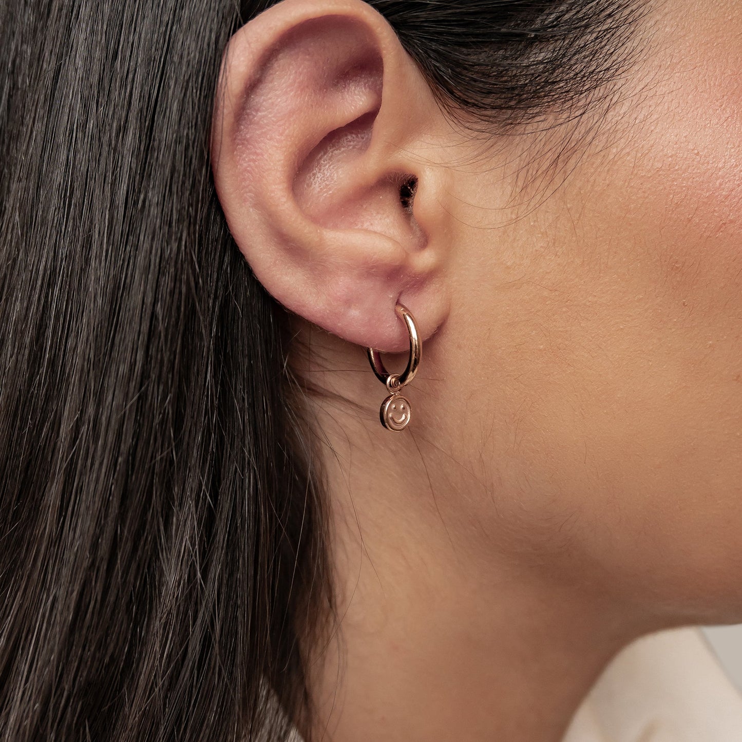 Smiley Charm Hoop Earrings Waterproof