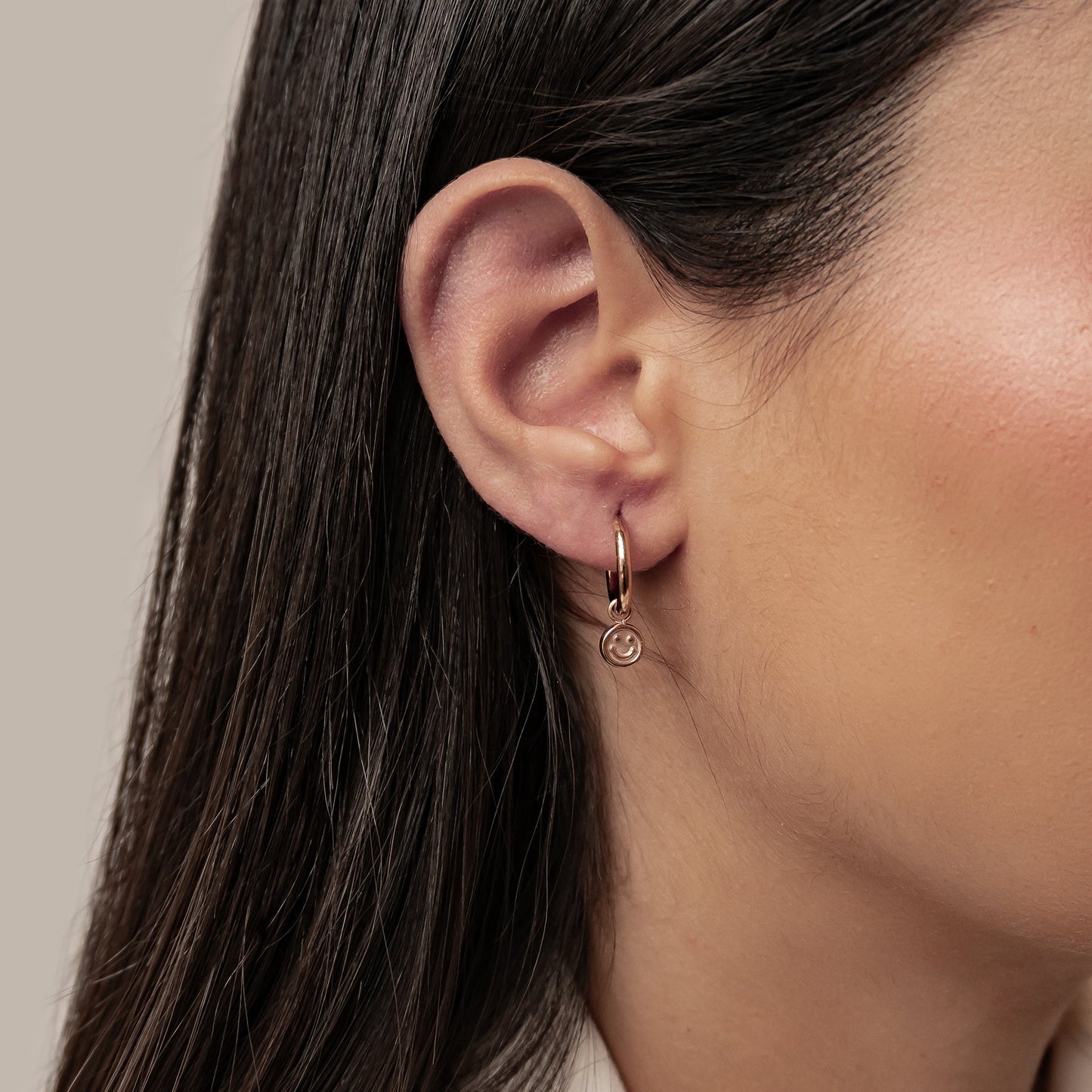 Smiley Charm Hoop Earrings Waterproof