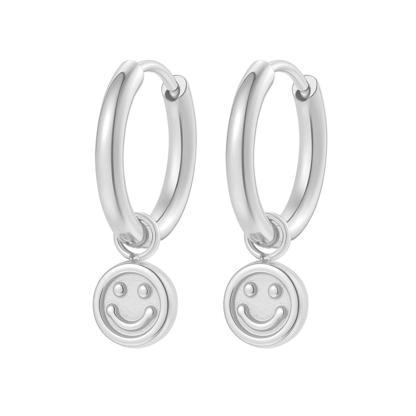 Smiley Charm Hoop Earrings Waterproof