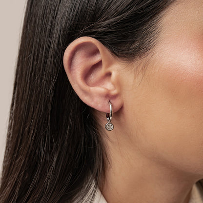 Smiley Charm Hoop Earrings Waterproof