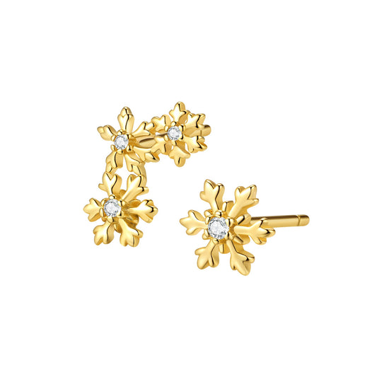 Snowflake Trio Stud Earrings Sterling Silver