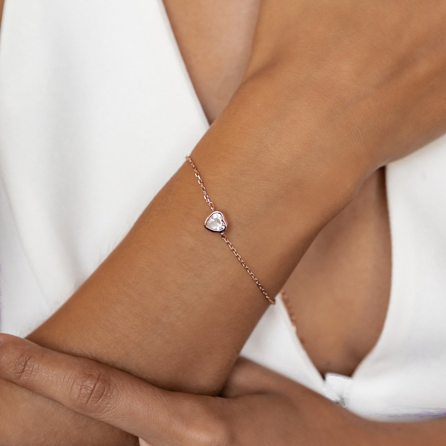 Sparkling Heart Bracelet Sterling Silver