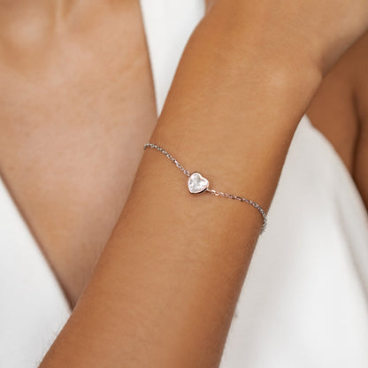 Sparkling Heart Bracelet Sterling Silver