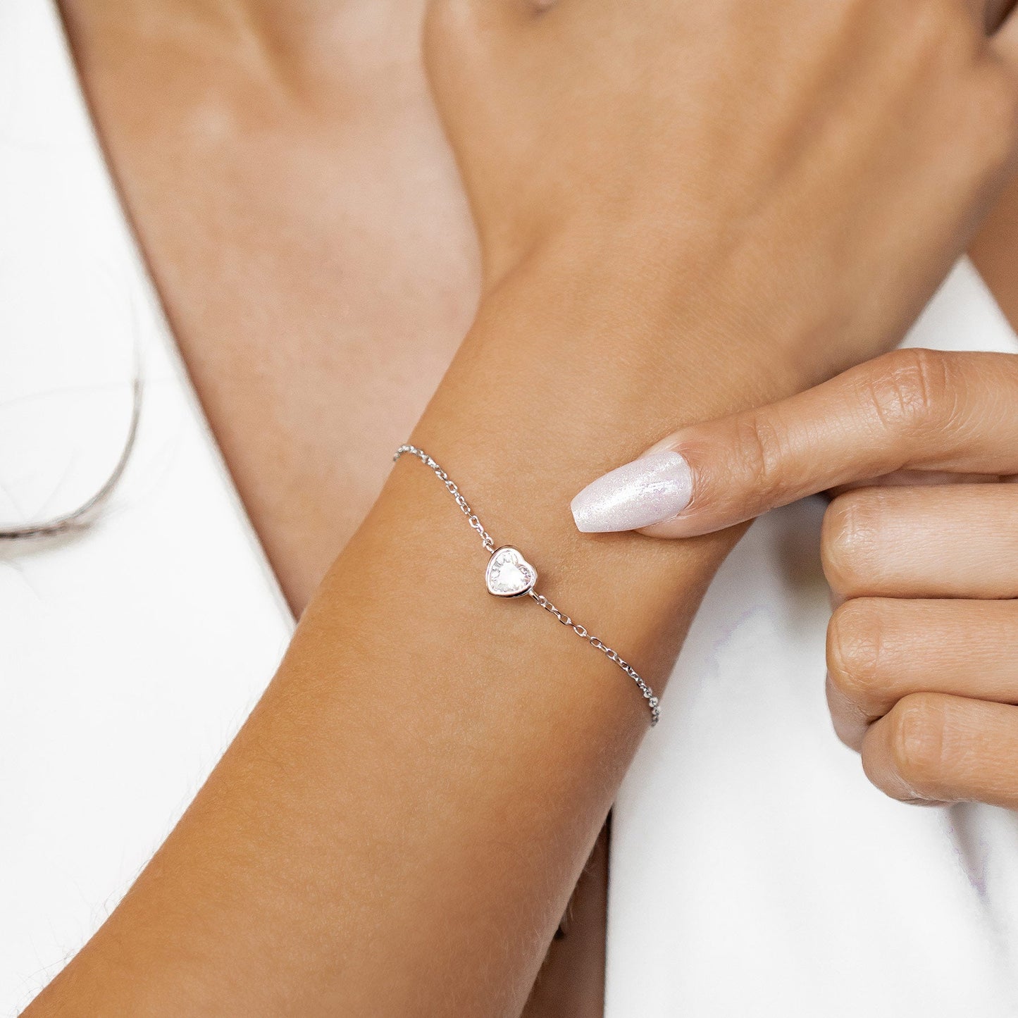 Sparkling Heart Bracelet Sterling Silver