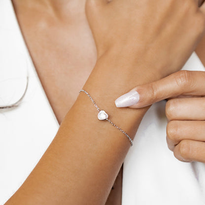 Sparkling Heart Bracelet Sterling Silver