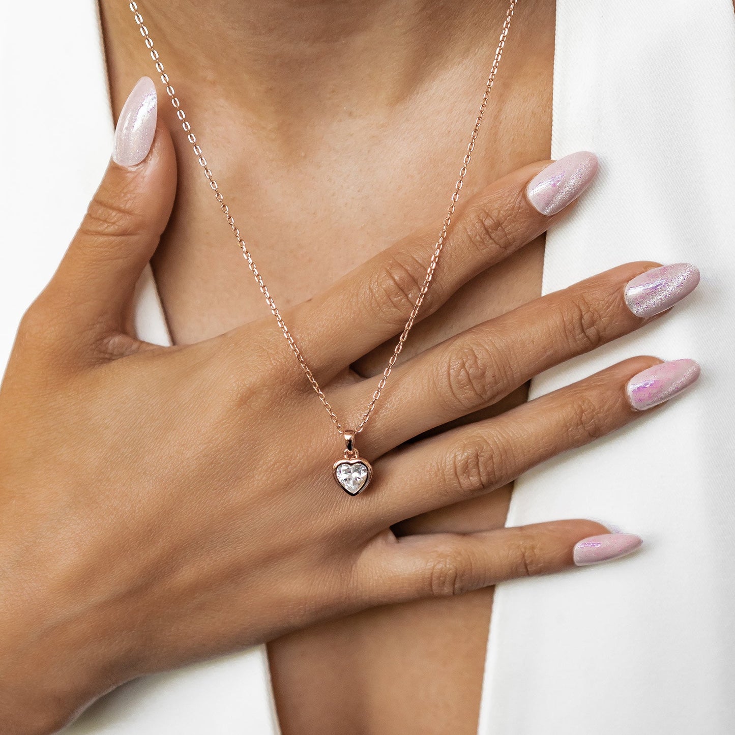 Sparkling Heart Necklace Sterling Silver