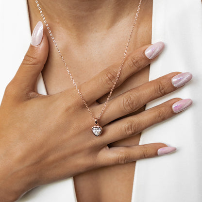 Sparkling Heart Necklace Sterling Silver