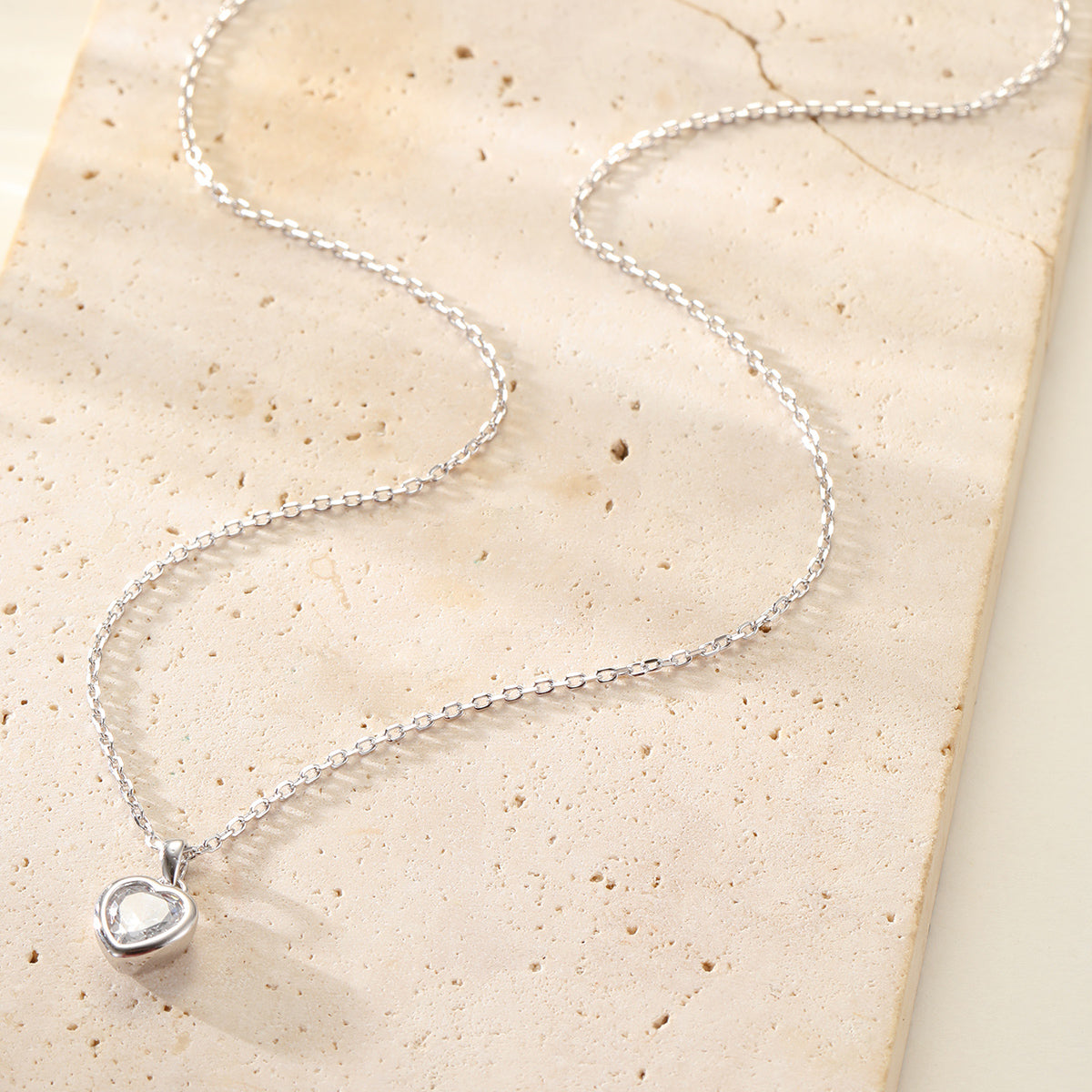 Sparkling Heart Necklace Sterling Silver