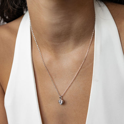 Sparkling Heart Necklace Sterling Silver