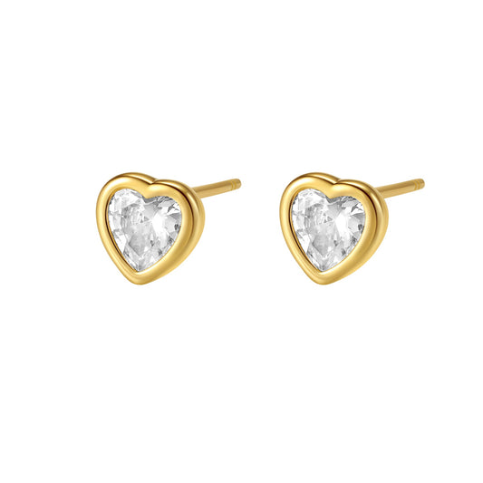 Sparkling Heart Stud Earrings Sterling Silver