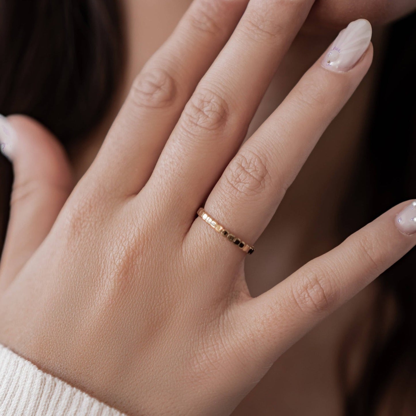 Stacked Bead Ring Stainless Steel