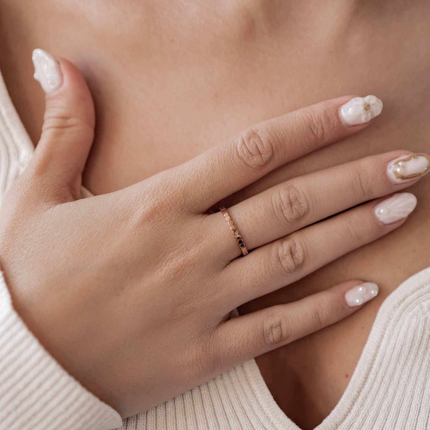 Stacked Bead Ring Stainless Steel