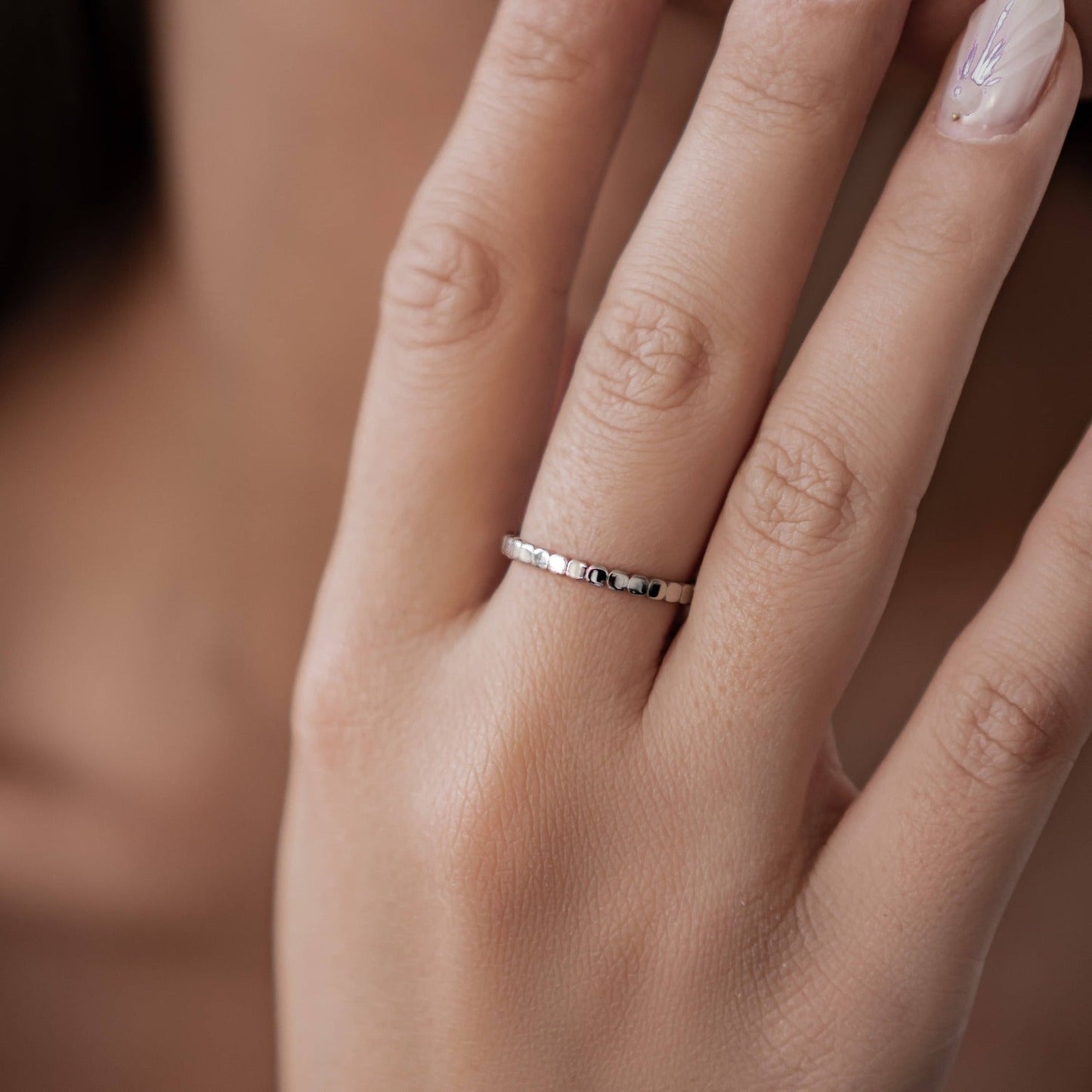 Stacked Bead Ring Stainless Steel