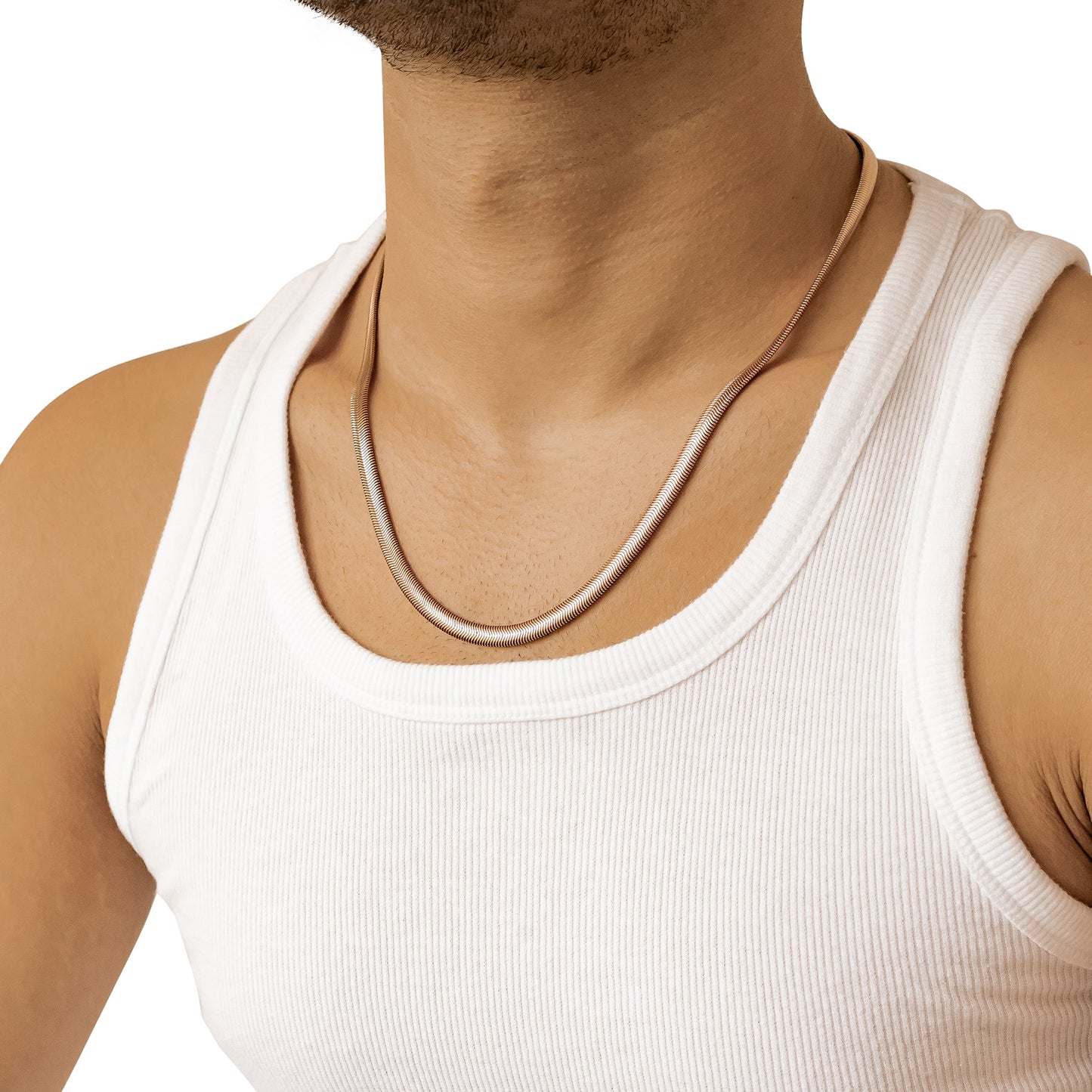 Thick Snake Chain Necklace Rose Gold