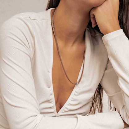 Thick Snake Chain Necklace Rose Gold