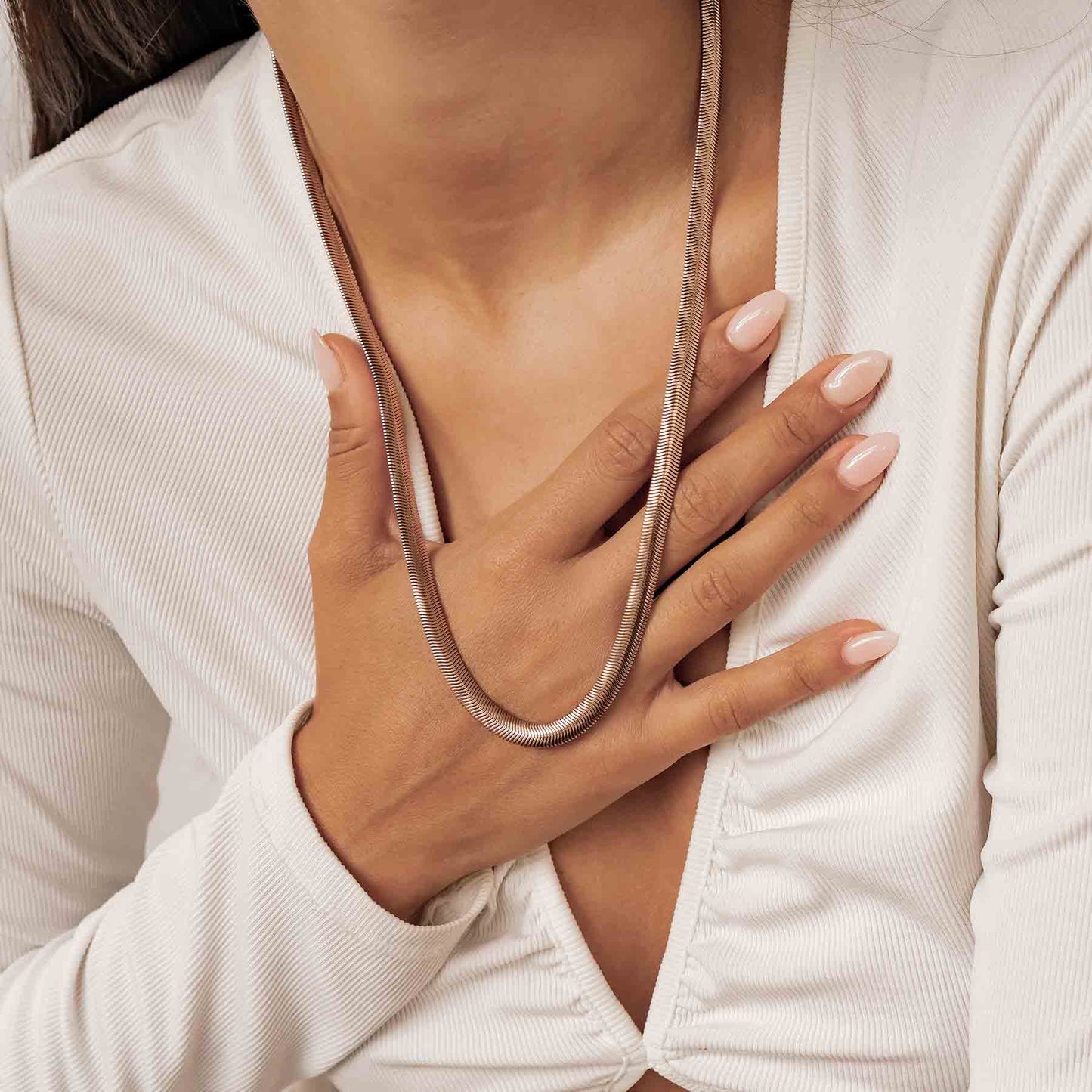 Thick Snake Chain Necklace Rose Gold