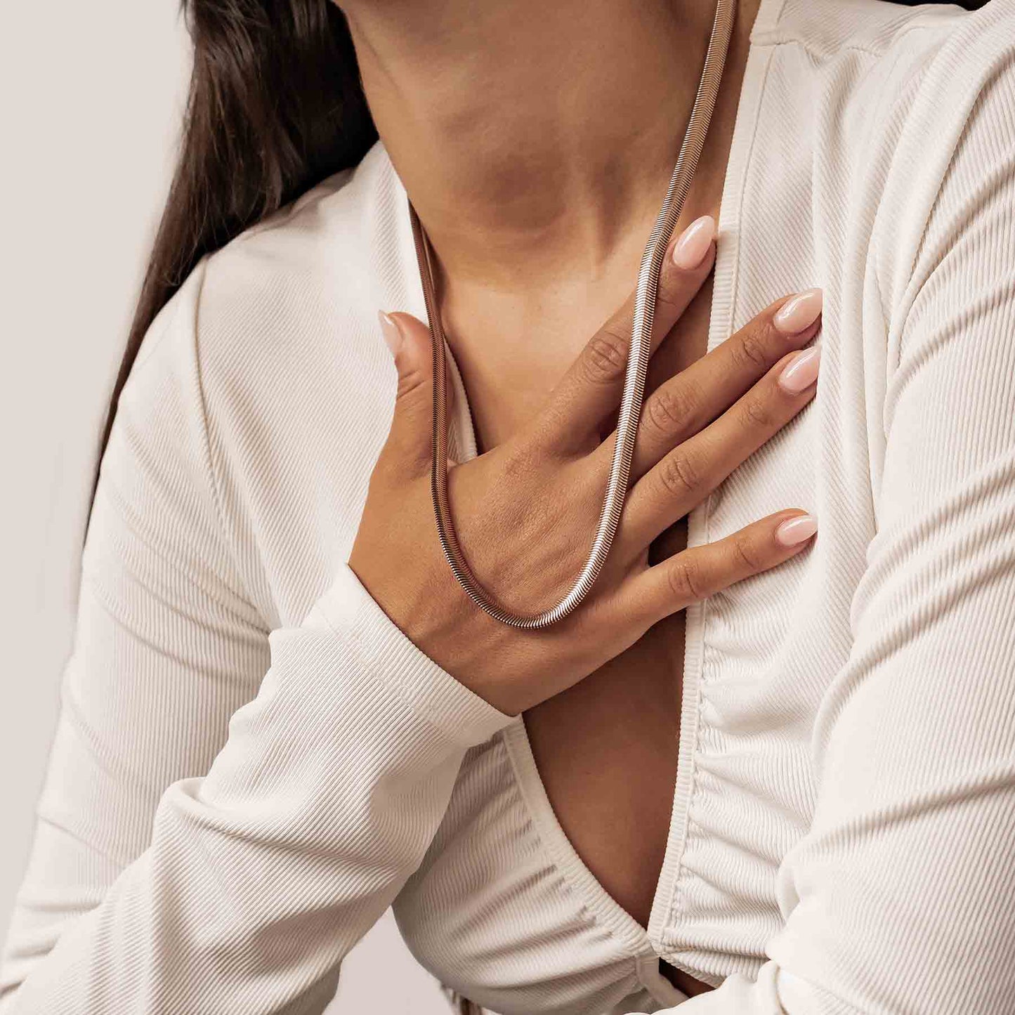 Thick Snake Chain Necklace Rose Gold