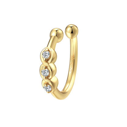 Triple Gemstone Ear Cuff Sterling Silver