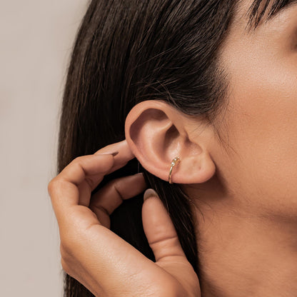 Triple Gemstone Ear Cuff Sterling Silver