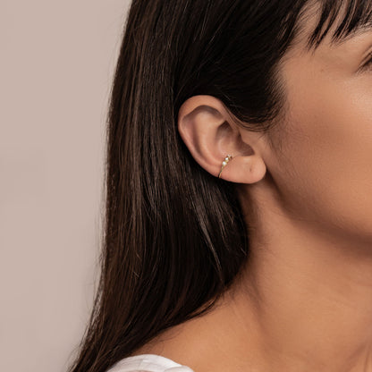 Triple Gemstone Ear Cuff Sterling Silver