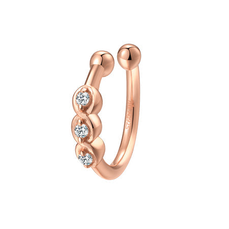 Triple Gemstone Ear Cuff Sterling Silver