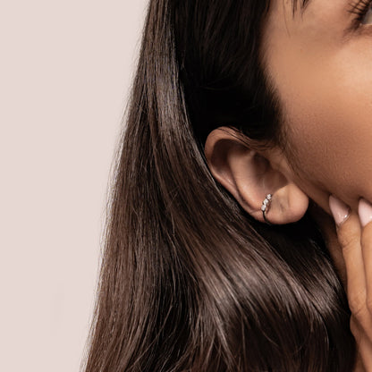 Triple Gemstone Ear Cuff Sterling Silver