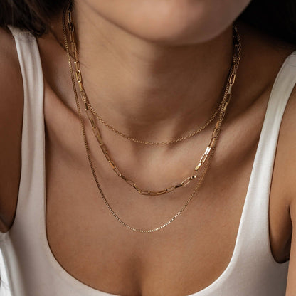 Triple Layer Geometric Chain Necklace Waterproof
