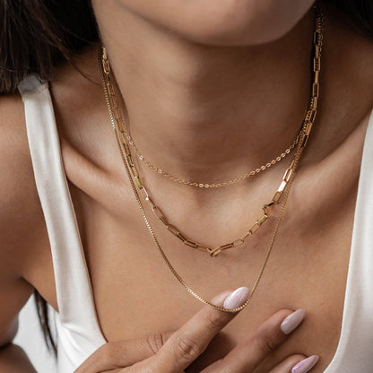 Triple Layer Geometric Chain Necklace Waterproof