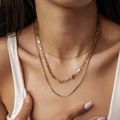 Triple Layer Geometric Chain Necklace Waterproof