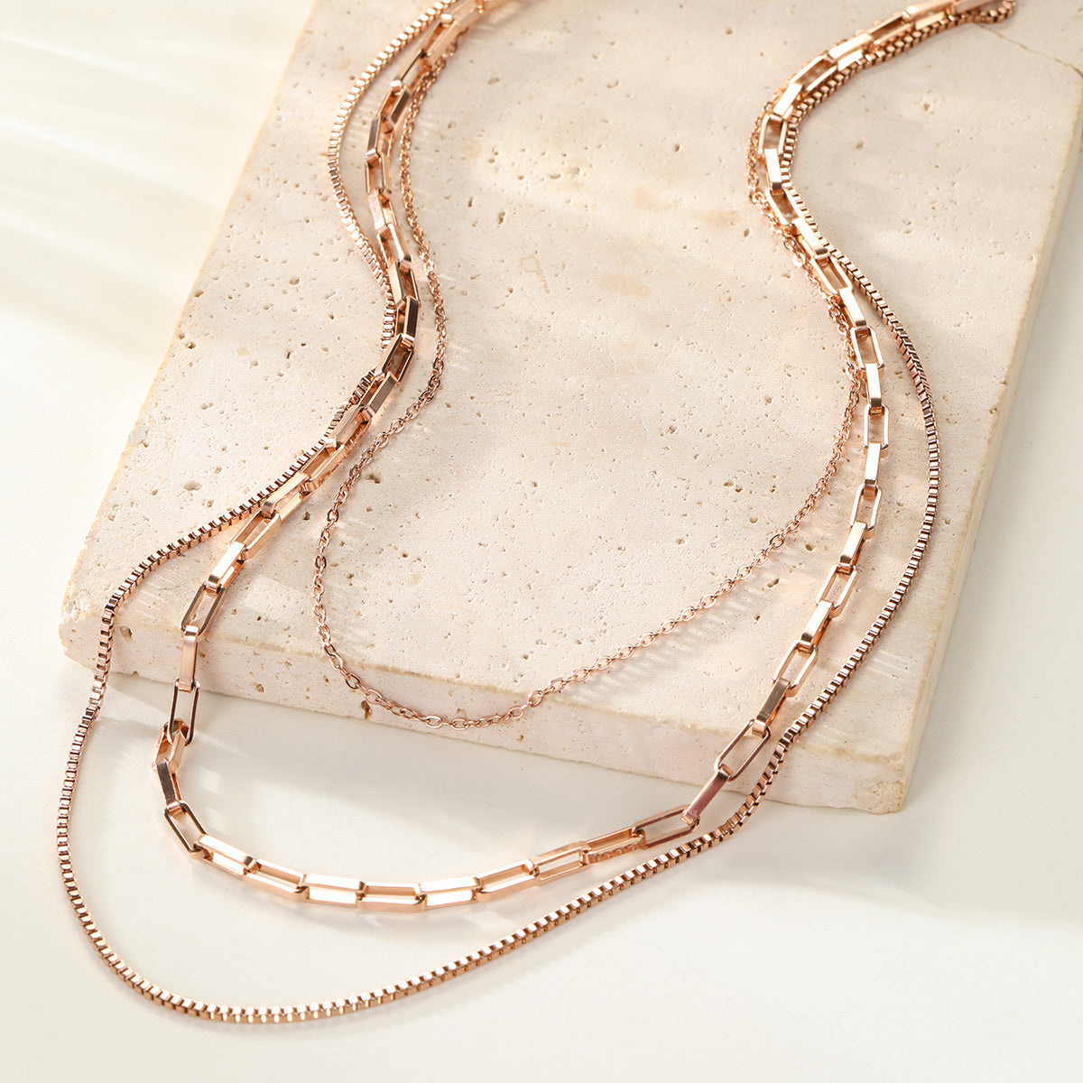Triple Layer Geometric Chain Necklace Waterproof