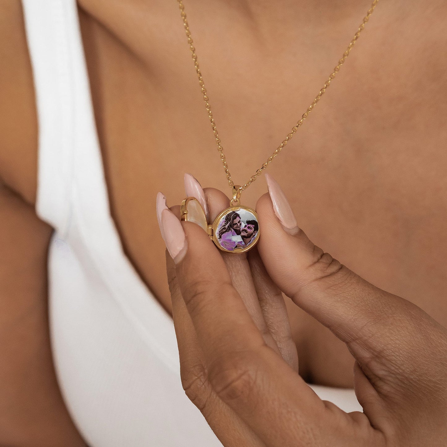 Twin Swan Heart Locket Necklace Sterling Silver