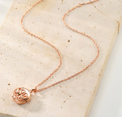 Twin Swan Heart Locket Necklace Sterling Silver