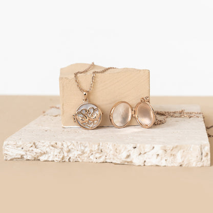 Twin Swan Heart Locket Necklace Sterling Silver