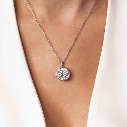 Twin Swan Heart Locket Necklace Sterling Silver