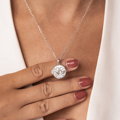 Twin Swan Heart Locket Necklace Sterling Silver