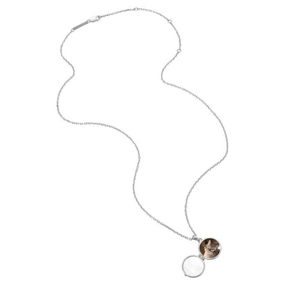 Twin Swan Heart Locket Necklace Sterling Silver