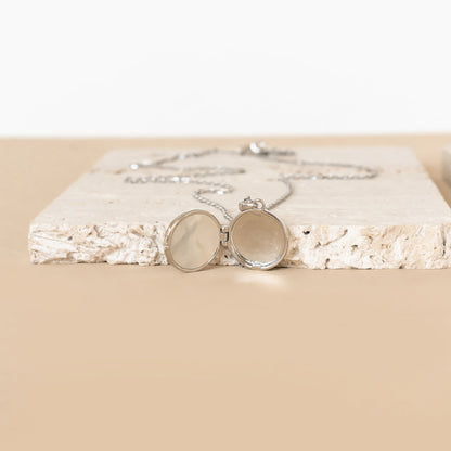 Twin Swan Heart Locket Necklace Sterling Silver