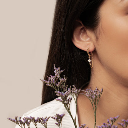 Twinkle Blossom Hoop Earrings Sterling Silver