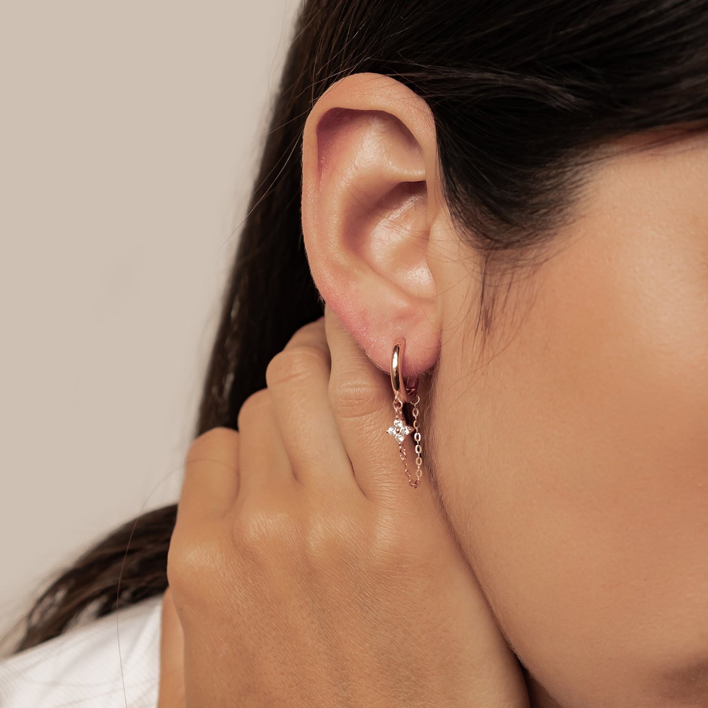 Twinkle Blossom Hoop Earrings Sterling Silver