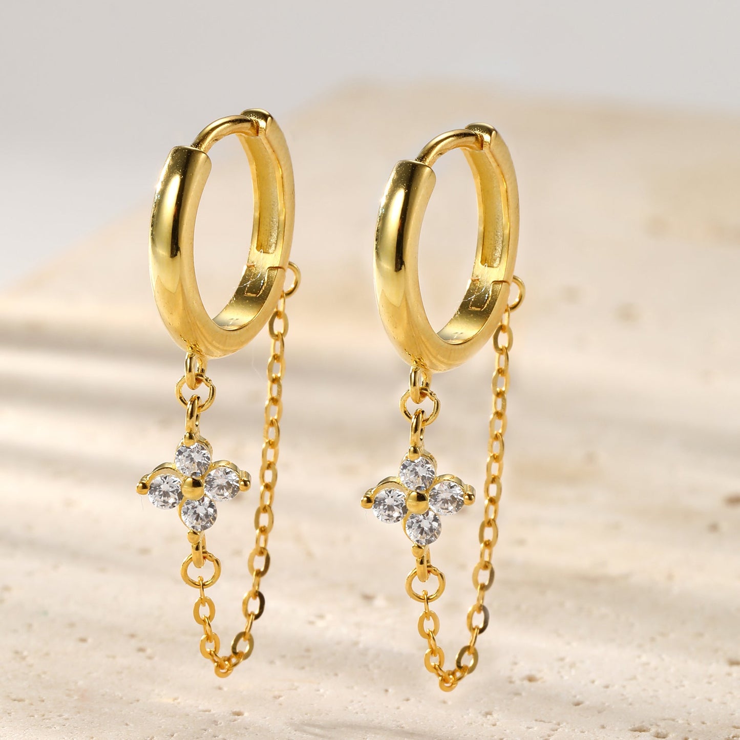 Twinkle Blossom Hoop Earrings Sterling Silver