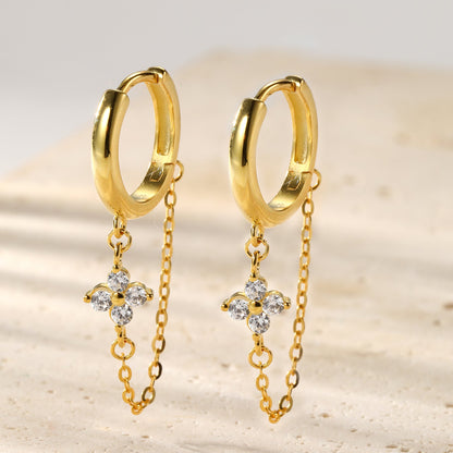 Twinkle Blossom Hoop Earrings Sterling Silver