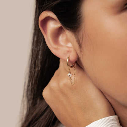 Twinkle Blossom Hoop Earrings Sterling Silver