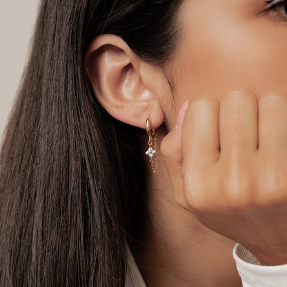 Twinkle Blossom Hoop Earrings Sterling Silver