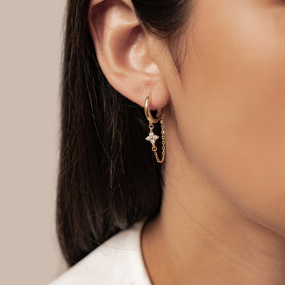 Twinkle Blossom Hoop Earrings Sterling Silver