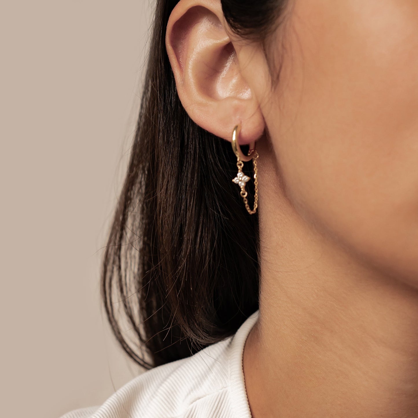 Twinkle Blossom Hoop Earrings Sterling Silver