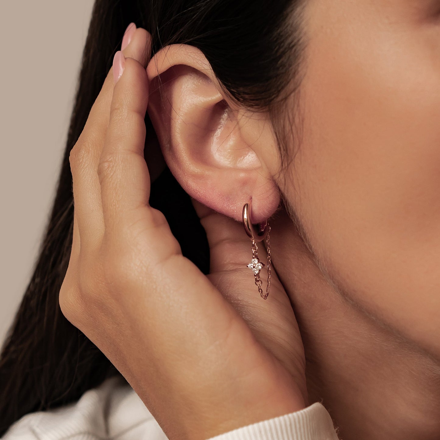 Twinkle Blossom Hoop Earrings Sterling Silver