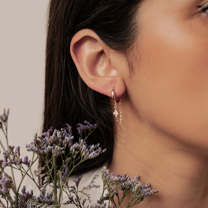 Twinkle Blossom Hoop Earrings Sterling Silver