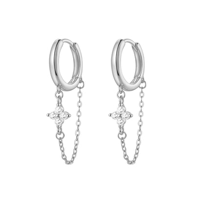 Twinkle Blossom Hoop Earrings Sterling Silver