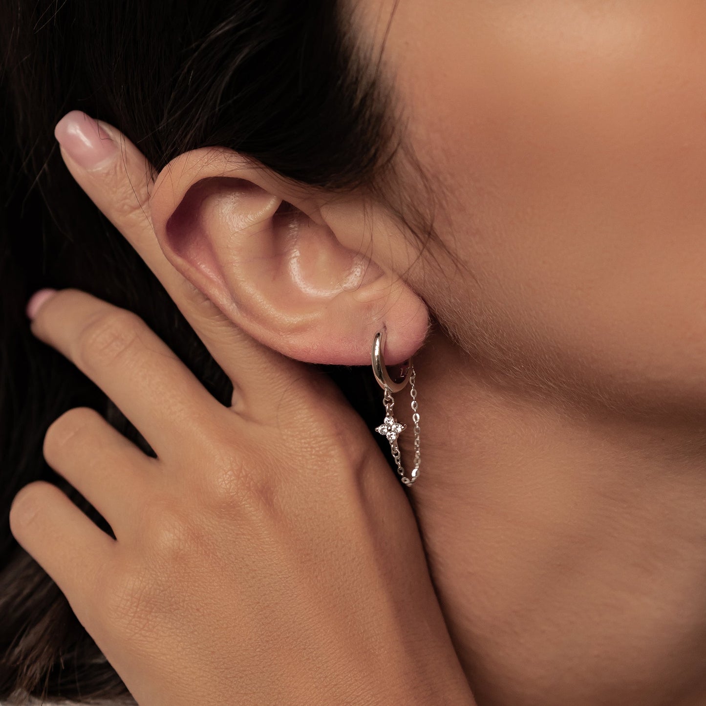 Twinkle Blossom Hoop Earrings Sterling Silver